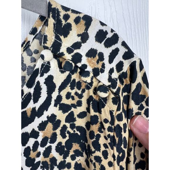 Gap Womens Large Leopard Career Top Carrer Blouse Animal Print Classic - Picture 3 of 9